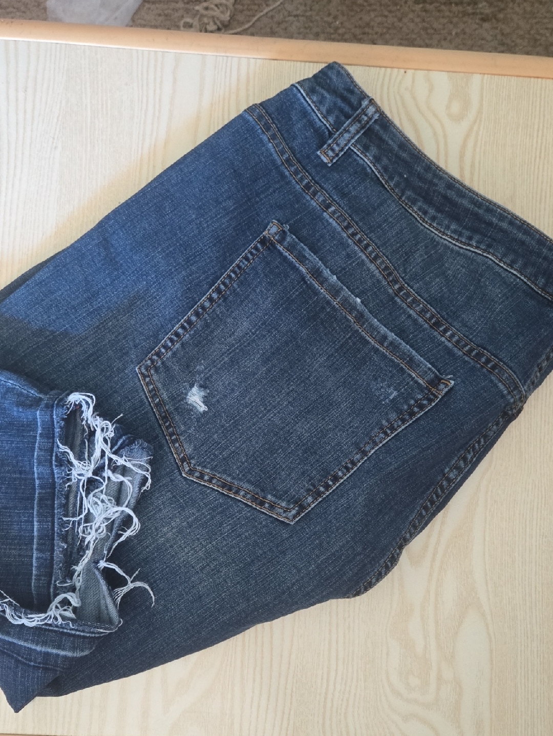 Lane Bryant Dark Blue Distressed Bermuda Shorts